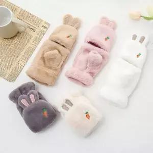 귀여운 토끼 캐릭터 플립형 장갑 겨울용 두툼 보온 손토시