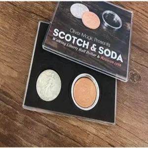 스카치 앤 소다 (워킹 리버티 하프 달러) 마술사가 등장하는 마술 동전 교체 인형 소품 클로즈업