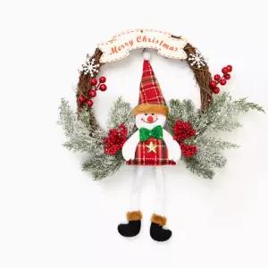 크리스마스 원형 벽장식 도어소품 (리스 눈사람) 트리 장식용 걸이품 트리용 가정용 파티 홈파티 인테리어