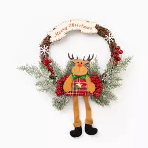 크리스마스 원형 벽장식 도어소품 (리스 루돌프) 트리 장식용 걸이품 트리용 가정용 파티 홈파티 인테리어