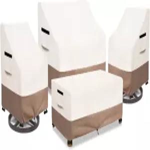 솔로투 파티오 가구 커버 방수 야외 소파용 4피스 세트 잔디 의자 커피 테이블(소형 베이지)