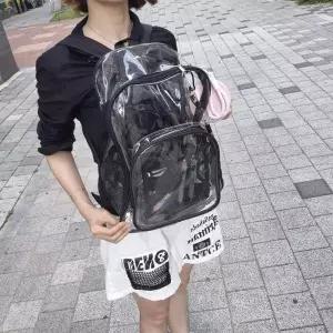 [콩심팥심]투명 방수 PVC 대형 백팩 야구 경기 관람용 가방 블랙