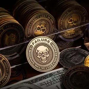 메탈 D2 주사위 코인 - TRPG 테이블탑 게임을 위한 성공과 실패의 상징이 있는 DND 럭키 레트로 양면