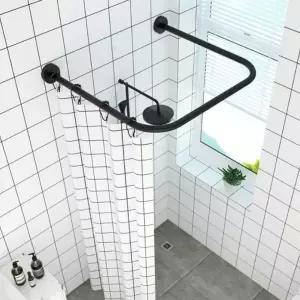 욕실 샤워커튼봉 ㄷ자 코너 곡선봉 110cm 블랙