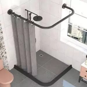 욕실 샤워커튼봉 ㄷ자 코너 곡선봉 90cm 블랙