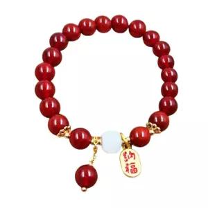 원석염주 옥장식 마노석 행운 팔찌 레드 불교 용품 패션 여자 부처님오신날 석가탄신일 사월초파일