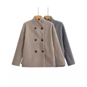 타노스여성 모직 무스탕 코트 키작 데일리룩 가죽 투톤 스트리트 KUK3