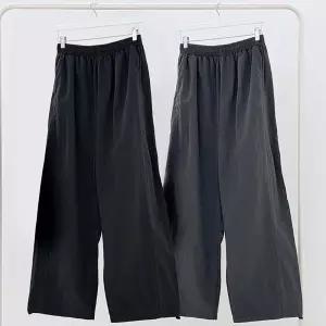 밴딩 와이드 블랙 슬랙스 바지 긴바지 데일리 여성 루즈핏 여름 편한 스판 일자 빅사이즈 의류 팬츠 밴바지