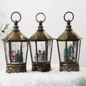 20116 육각랜턴 워터볼 오르골 (3type)볼 볼오르골 크리스마스 선물 트리장식 소품 인테리어 인테리어품 선