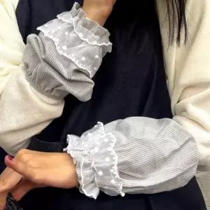 플레어 반토시 레이스 그레이 짧은팔토시 반토시 면토시 사무용팔토시 짧은팔토시