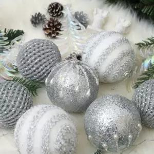 핸드메이드 고급 트리장식세트 글로우실버 크리스마스 볼인테리어 소품 장식볼 성탄 매장꾸미기 꾸미기 오