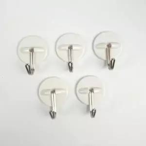 ( )접착식 무타공 벽부착 후크 5개 플라스틱 고리 옷걸이 욕실 주방 벽걸이