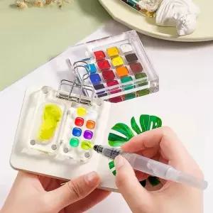 스케치 일기장 그림 세트 15색 팔레트 여행 케이스 해외 미니 휴대용 수채화 그림일기장