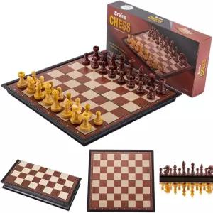 체스 세트 마그네틱 보드 게임 - 청소년 및 성인을 위한 11.8인치 여행 나무 스타일 접이식 휴대용 선물