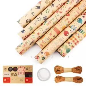 크라프트 포장지 세트 생일 축하 끈 스티커 부자재선물 재료