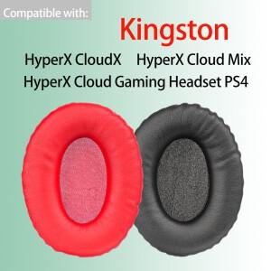 Kingston HyperX Cloud X Mix 게이밍 헤드셋 PS4 이어 패드 쿠션 교체 커버 용 소프트 블랙 레드 가죽 폼