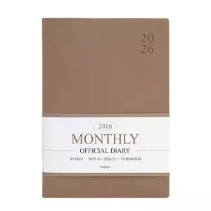 인디고 다이어리 2026 오피셜 A5 먼슬리 스케줄러 (날짜형 25절 월간) 업무용 (모카무스) 스케쥴 26년도 플