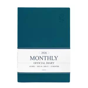 인디고 다이어리 2026 오피셜 A5 먼슬리 스케줄러 (날짜형 25절 월간) 업무용 (피콕블루) 스케쥴 26년도 플
