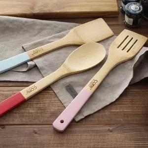 색깔 포인트 나무 조리도구 3p 세트 볶음주걱 뒤지개계란말이뒤집개 전뒤집개 부침개뒤집게 주방 파전 우드