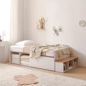 가구산책 대용량 높은수납침대SS 오픈형 SET+유로탑 매트리스 DN7143