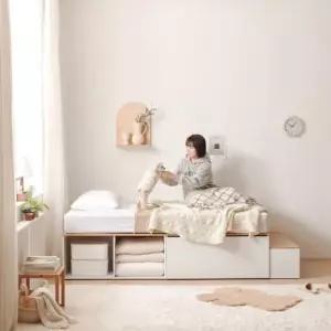 가구산책 대용량 높은수납침대Q 오픈형 SET+독립봉합 매트리스 DN7124