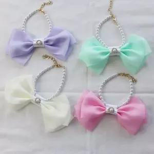 코코아허니 501F4 왕리본 진주 목걸이멍멍이 반려견 댕댕이 개목이 애완견 강아지 애견 큰목이