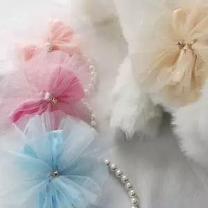 코코아허니 508F4 망사 리본 진주 목걸이반려견 애견용 강아지 패션 애완견