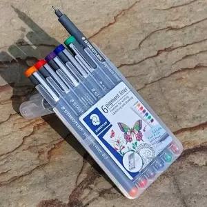 스테들러 Fineliner pigment liner 0.3mm 컬러 6색set싸인펜 사인 스태들러 드로잉 일러스트 캘리그라피 데