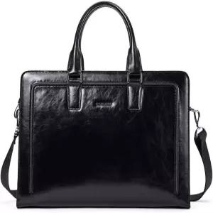 BOSTANTEN   가죽 서류 가방 토트 비즈니스 빈티지 핸드백 15.6 노트북 숄더백