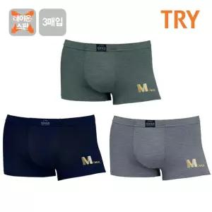 TRY 주니어 남성 레이온 스판 드로즈 팬티 3매입 속옷선물용 고급학생 심플남아 데일리 남학생 남아 키즈