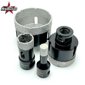 M14 스레드 건식 진공 납땜 다이아몬드 드릴링 코어 비트 도마그네틱 타일 앵글 그라인더 용 대리석 석재