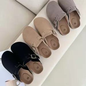 남여공용 캐주얼 패션 신발 보스턴 사이드버클 슬리퍼선생님실내화 폭신한 귀여운 회사 교사 털신발 거실