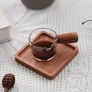 [콩심팥심]내열 강화유리 우드 손잡이 미니 술잔 저그 컵