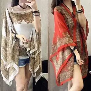 쉬폰 롱가디건 숄 커버업 블라우스 에스닉 쉬폰케이프가디건 케이프가디건 에스닉케이프