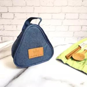 삼각 도시락가방 네이비 보온보냉 미니