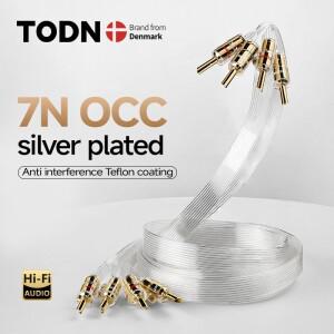 TODN 1쌍 하이엔드 7N OCC 은도금 스피커 케이블 HIFI 오디오 금도금 바나나/Y 플러그 포함