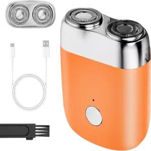 신형 미니 듀얼 헤드 전기 면도기 2025년 업그레이드 포켓 워셔블 더블 면도기(오렌지)