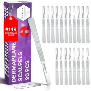 MYMED 일회용 14R 더마플래닝 면도기 - 20개 얼굴용 도구 메스 여성용 팩, 더마플레인