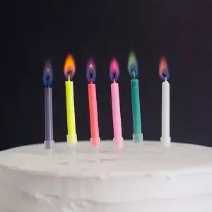 [셀러에이드]레인보우 컬러 라이트 6입 오로라 불꽃 초 사무용품