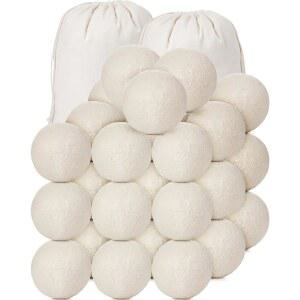 루우스트 36개 울 드라이어 볼 세트 재사용 가능한 세탁용 볼과 머슬린 백 섬유 유연제 정전기 방지 에너지 및 시간 절약