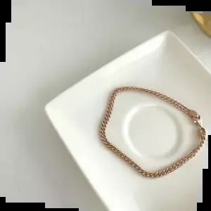 30대여성 커브 할로우 체인 팔찌18k로즈골드19.5cm