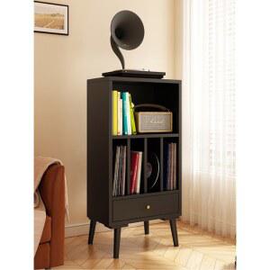 LP 보관함 턴테이블 우드 수납장 호두색 40x48x83cm 원목 엘피