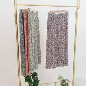 쿨팬츠 8부 셔링 플라워 여름 꽃무늬 바지 바지 여자바지 쿨팬츠 냉감바지 플라워바지