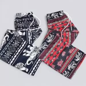 여성 에스닉 쿨 팬츠 와이드 여름 고무줄 바지 코끼리바지 쿨팬츠 몸빼바지 동남아