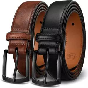 지탈리 남성 벨트 2팩 - 업무용 가죽 디자인 및 캐주얼 골프 청바지 남성용 액세서리 선물