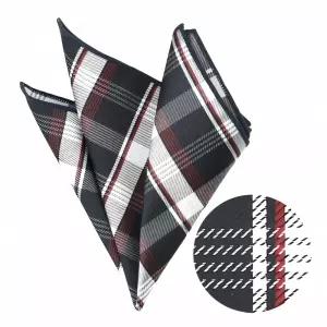 블랙 와인 체크 행커치프 다크 컬러 스카프 패턴 남성 추가 액세서리