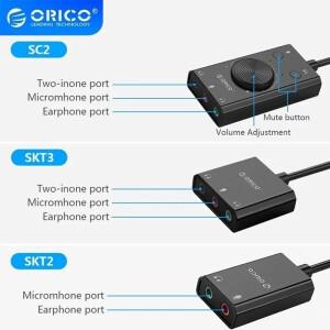 ORICO USB 외장 사운드 카드 오디오 인터페이스 마이크 포트 잭 3.5mm 어댑터 음소거 볼륨 조절