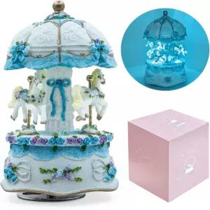 아토쇼 캐러셀 뮤직박스 럭셔리 색상 변경 LED 라이트 소녀 생일 발렌타인 선물용 선물 상자 포함 발광