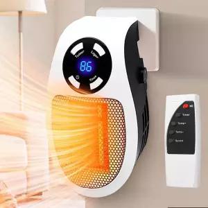 공간 히터 소형 플러그인 전기 조절 가능한 온도 조절기와 타이머 및 LED 디스플레이가 있는 원격 벽