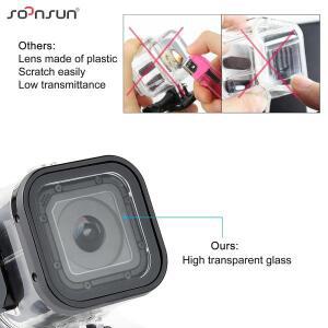 SOONSUN 방수 하우징 케이스, 고프로 히어로 4 세션 5 세션용, 60m 수중 보호 쉘 다이빙 케이스, 고프로 액